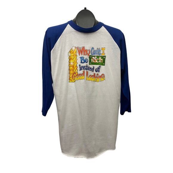 Vinatge 1980s Humorous Baseball T Shirt Iron On Graphics / Women’s Large - Picture 7 of 7